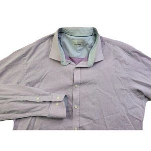 Ted Baker Endurance Men's 17 36/37 Lilac Casual Button Shirt Long Cuffed Sleeve